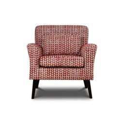 Wyld Haus Olinda Terracotta Patterned Fabric Armchair Mid Century Accent Chair in Red - thumbnail 2
