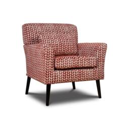 Wyld Haus Olinda Terracotta Patterned Fabric Armchair Mid Century Accent Chair in Red - thumbnail 4