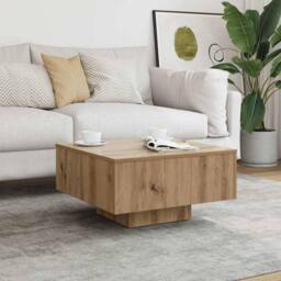 Berkfield Home Durable Coffee Table Artisan Oak 60x60x31.5 cm Engineered Wood in Brown - thumbnail 1