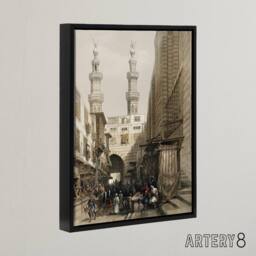 "Artery8 Metwally Minarets & Grand Entrance Roberts Black Framed Canvas Art in Brown - Size: W24"" x H32""" - thumbnail 2