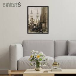 "Artery8 Metwally Minarets & Grand Entrance Roberts Black Framed Canvas Art in Brown - Size: W24"" x H32""" - thumbnail 3
