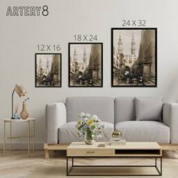 "Artery8 Metwally Minarets & Grand Entrance Roberts Black Framed Canvas Art in Brown - Size: W24"" x H32""" - thumbnail 4