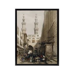 "Artery8 Metwally Minarets & Grand Entrance Roberts Black Framed Canvas Art in Brown - Size: W24"" x H32""" - thumbnail 1