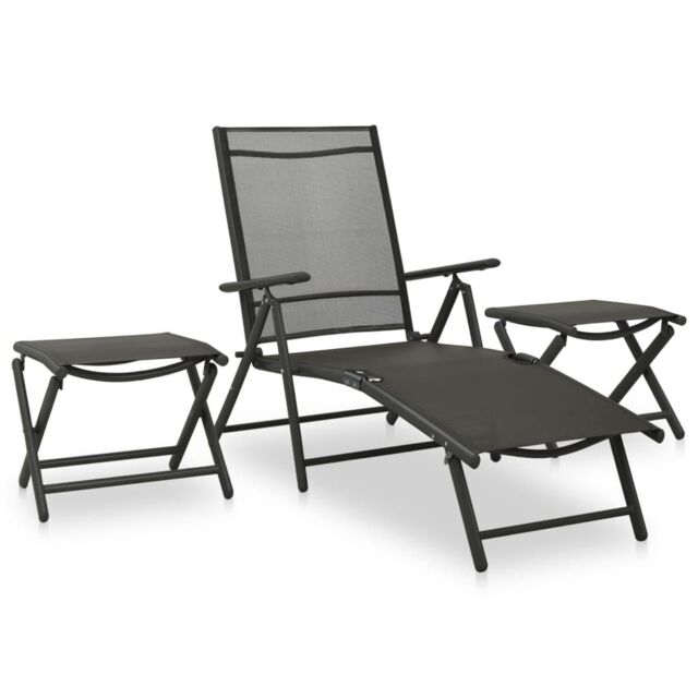 Berkfield Home 3 Piece Garden Lounge Set Textilene & Aluminium Black - image 1