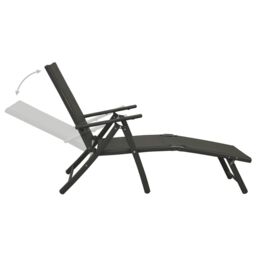 Berkfield Home 3 Piece Garden Lounge Set Textilene & Aluminium Black - thumbnail 5
