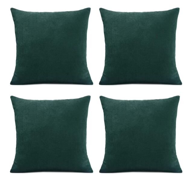 Luxury Living Set of 4 Velvet Chenille Cushions 45cm x 45cm with Removable Covers & Plush Pads - Soft, Stylish Home Décor - Size: 45 cm x 45 cm - image 1