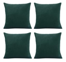 Luxury Living Set of 4 Velvet Chenille Cushions 45cm x 45cm with Removable Covers & Plush Pads - Soft, Stylish Home Décor - Size: 45 cm x 45 cm