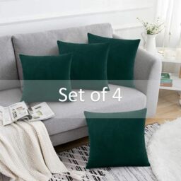 Luxury Living Set of 4 Velvet Chenille Cushions 45cm x 45cm with Removable Covers & Plush Pads - Soft, Stylish Home Décor - Size: 45 cm x 45 cm - thumbnail 2