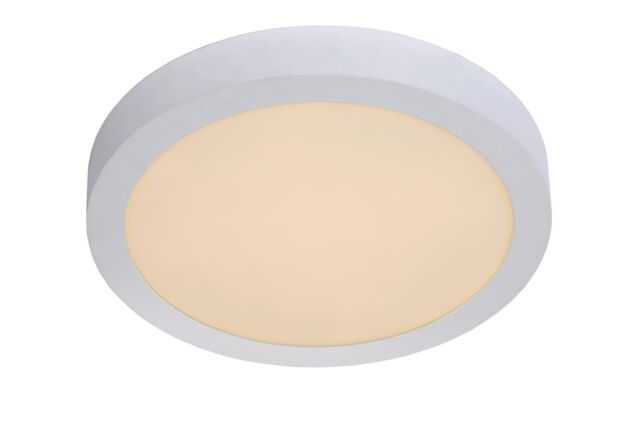 Lucide 'BRICE' Dimmable Stylish Round Bathroom LED Flush Ceiling Light in White - image 1