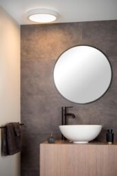 Lucide 'BRICE' Dimmable Stylish Round Bathroom LED Flush Ceiling Light in White - thumbnail 2