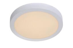 Lucide 'BRICE' Dimmable Stylish Round Bathroom LED Flush Ceiling Light in White - thumbnail 1