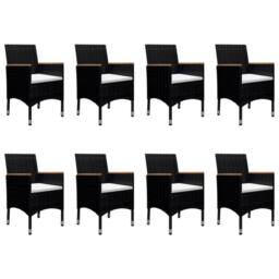 Berkfield Home 9 Piece Garden Dining Set with Cushions Black - thumbnail 2