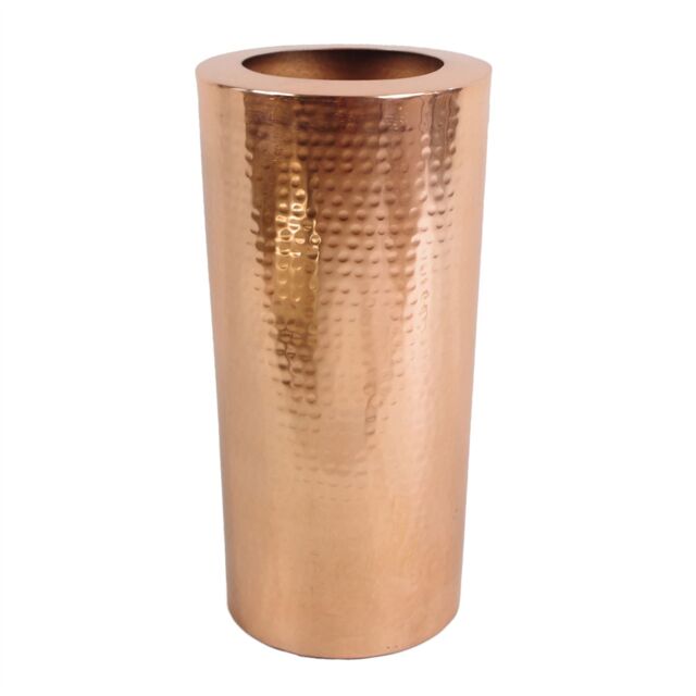 Leaf Metal Vase Large 15 x 30cm High Hammered Antique Copper Colour - Size: 15 x 30 cm