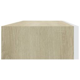 Berkfield Home Wall Drawer Shelves 2 pcs Oak & White 60x23.5x10cm MDF in Brown - Size: 60x23.5x10 cm - thumbnail 6