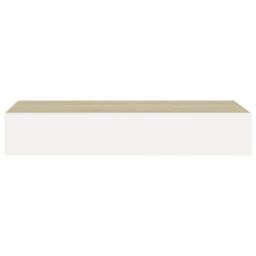 Berkfield Home Wall Drawer Shelves 2 pcs Oak & White 60x23.5x10cm MDF in Brown - Size: 60x23.5x10 cm - thumbnail 5