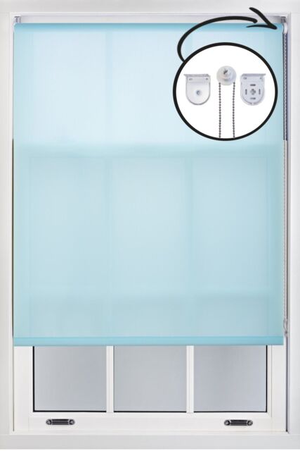 Furnished Duck Egg Blue Daylight Roller Blinds with Metal Fittings - Trimmable Window Shade - Size: 55 cm width x 165 cm drop - image 1