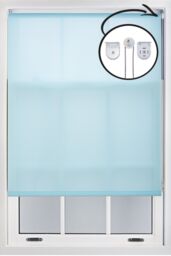 Furnished Duck Egg Blue Daylight Roller Blinds with Metal Fittings - Trimmable Window Shade - Size: 55 cm width x 165 cm drop
