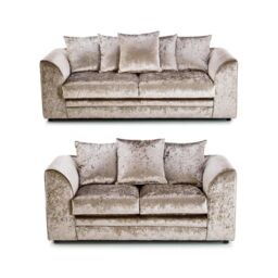 Furniture 786 Bella Crushed Velvet 3&2 Seater Sofa Set in Gold - thumbnail 1