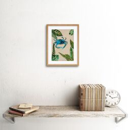 "Artery8 Wall Art Print Crab with Leaves Framed in Beige - Size: W7"" x H9""" - thumbnail 2