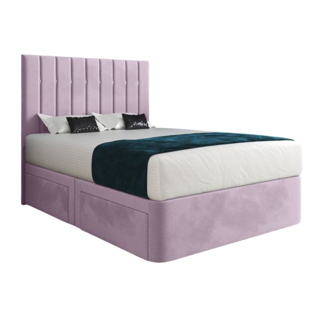 KDMD Enrico Upholstered Soft Velvet Designer Bed Frame in Pink - Size: Super King - image 1