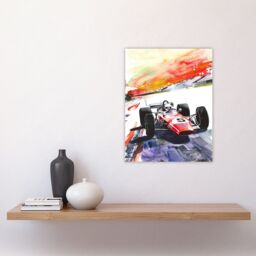 "Artery8 Motor Speedway Race Retro Sport Car Watercolour Wall Art Print in Red - Size: W24"" x H32""" - thumbnail 4