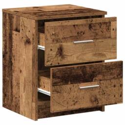 Berkfield Home Durable Bedside Cabinet with 2 Drawers Old Wood 40x36x50 cm in Brown - Size: 40 x 36 x 50 cm - thumbnail 5