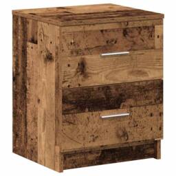 Berkfield Home Durable Bedside Cabinet with 2 Drawers Old Wood 40x36x50 cm in Brown - Size: 40 x 36 x 50 cm - thumbnail 3
