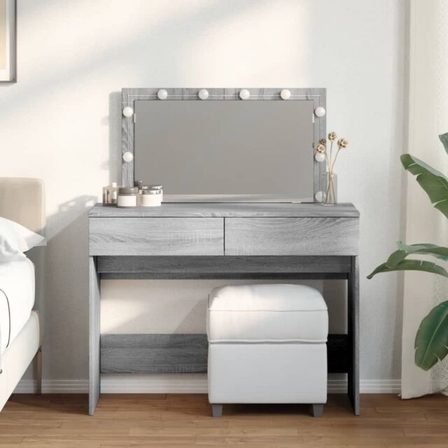 Berkfield Home Dressing Table with LED Grey Sonoma 100x40x120 cm - Size: 100 x 40 x 120 cm - image 1