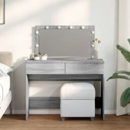 Berkfield Home Dressing Table with LED Grey Sonoma 100x40x120 cm - Size: 100 x 40 x 120 cm - thumbnail 1