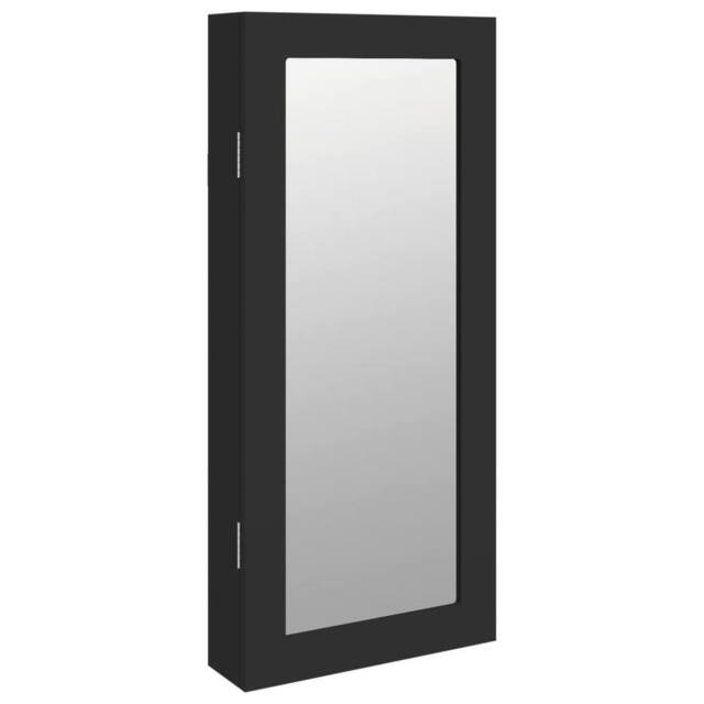 Berkfield Home Mirror Jewellery Cabinet Wall Mounted Black 30x8.5x67 cm - image 1