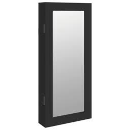 Berkfield Home Mirror Jewellery Cabinet Wall Mounted Black 30x8.5x67 cm - thumbnail 1
