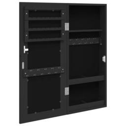 Berkfield Home Mirror Jewellery Cabinet Wall Mounted Black 30x8.5x67 cm - thumbnail 5