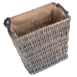 Red Hamper Wicker Grey Rectangular Log Basket - thumbnail 4