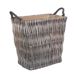 Red Hamper Wicker Grey Rectangular Log Basket - thumbnail 2