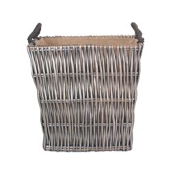 Red Hamper Wicker Grey Rectangular Log Basket - thumbnail 3