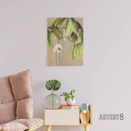 "Artery8 May Apple Flower Watercolour Canvas Wall Art Print Overbeck in Beige - Size: W18"" x H24""" - thumbnail 3