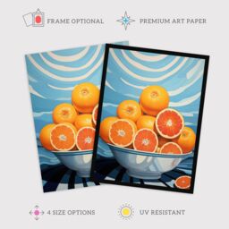 "Wee Blue Coo Wall Art Print The Orange Bowl Fruity Bright Kitchen Living Room Framed - Size: W12"" x H16""" - thumbnail 2