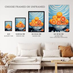 "Wee Blue Coo Wall Art Print The Orange Bowl Fruity Bright Kitchen Living Room Framed - Size: W12"" x H16""" - thumbnail 3