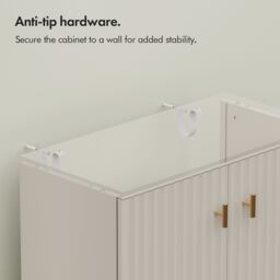 VonHaus Victoria Fluted Design Bathroom Storage Cabinet in Stone - thumbnail 7