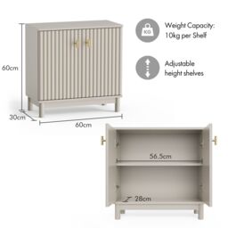 VonHaus Victoria Fluted Design Bathroom Storage Cabinet in Stone - thumbnail 9