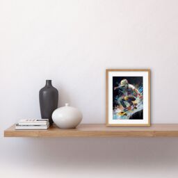 "Artery8 Wall Art Print Skateboarder Skating Multicoloured Splat Paint Artwork Framed 9X7 Inch in Beige - Size: W7"" x H9""" - thumbnail 2