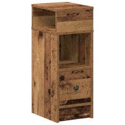 Berkfield Home Bedside Cabinets 2 pcs with Drawer Old Wood 25x31x66 cm in Brown - Size: 25 x 31 x 66 cm - thumbnail 5