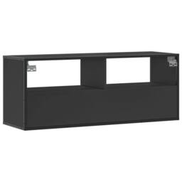 Berkfield Home TV Cabinet Black 100x31x39.5 cm Engineered Wood & Metal - thumbnail 6