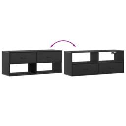 Berkfield Home TV Cabinet Black 100x31x39.5 cm Engineered Wood & Metal - thumbnail 7