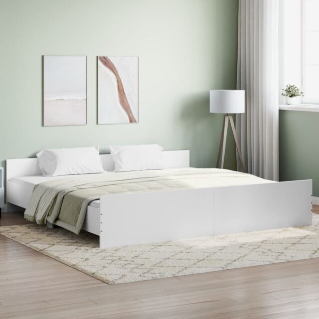 Berkfield Home Bed Frame with Headboard with Footboard White 180x200 cm Super King - image 1