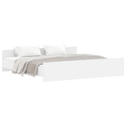 Berkfield Home Bed Frame with Headboard with Footboard White 180x200 cm Super King - thumbnail 2