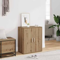 Berkfield Home Shoe Cabinet Artisan Oak 60x35x70 cm Engineered Wood in Brown - Size: 60 x 35 x 70 cm - thumbnail 2