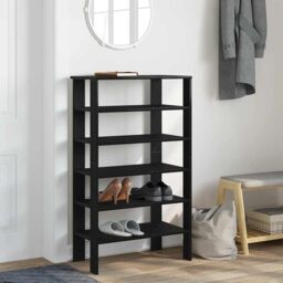 Berkfield Home Shoe Rack Black 61x32x105 cm Engineered Wood - Size: 61 x 32 x 105 cm - thumbnail 3