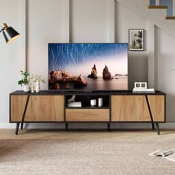 BTM TV stand with drawer & doors 180cm for 75 inch TV in Brown - thumbnail 3