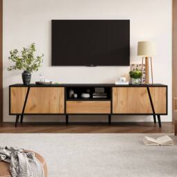 BTM TV stand with drawer & doors 180cm for 75 inch TV in Brown - thumbnail 1